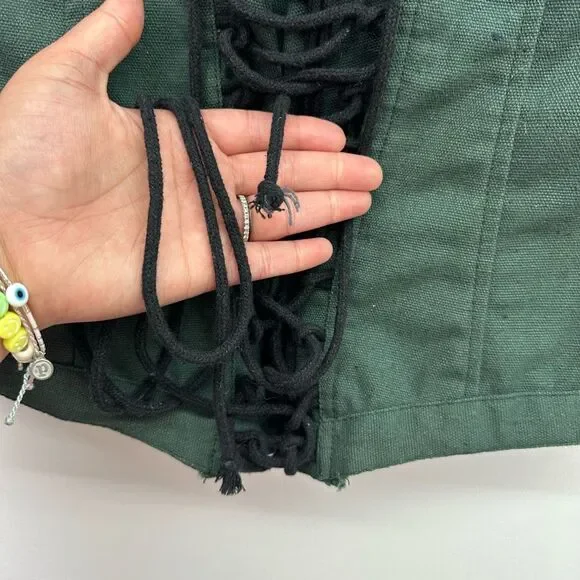 Mytholon Medieval Renaissance Dark Green Cotton Twill Lace Up Bodice - Picture 8 of 8